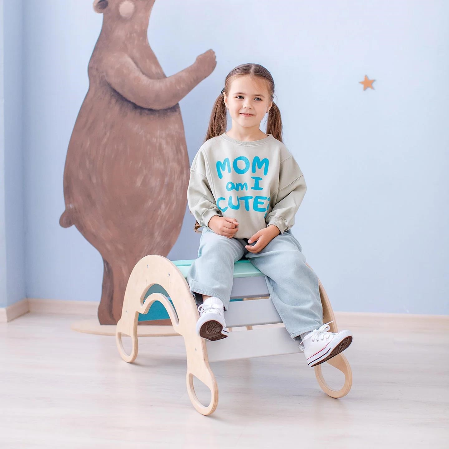 Dřevěná Montessori balanční houpačka přírodní