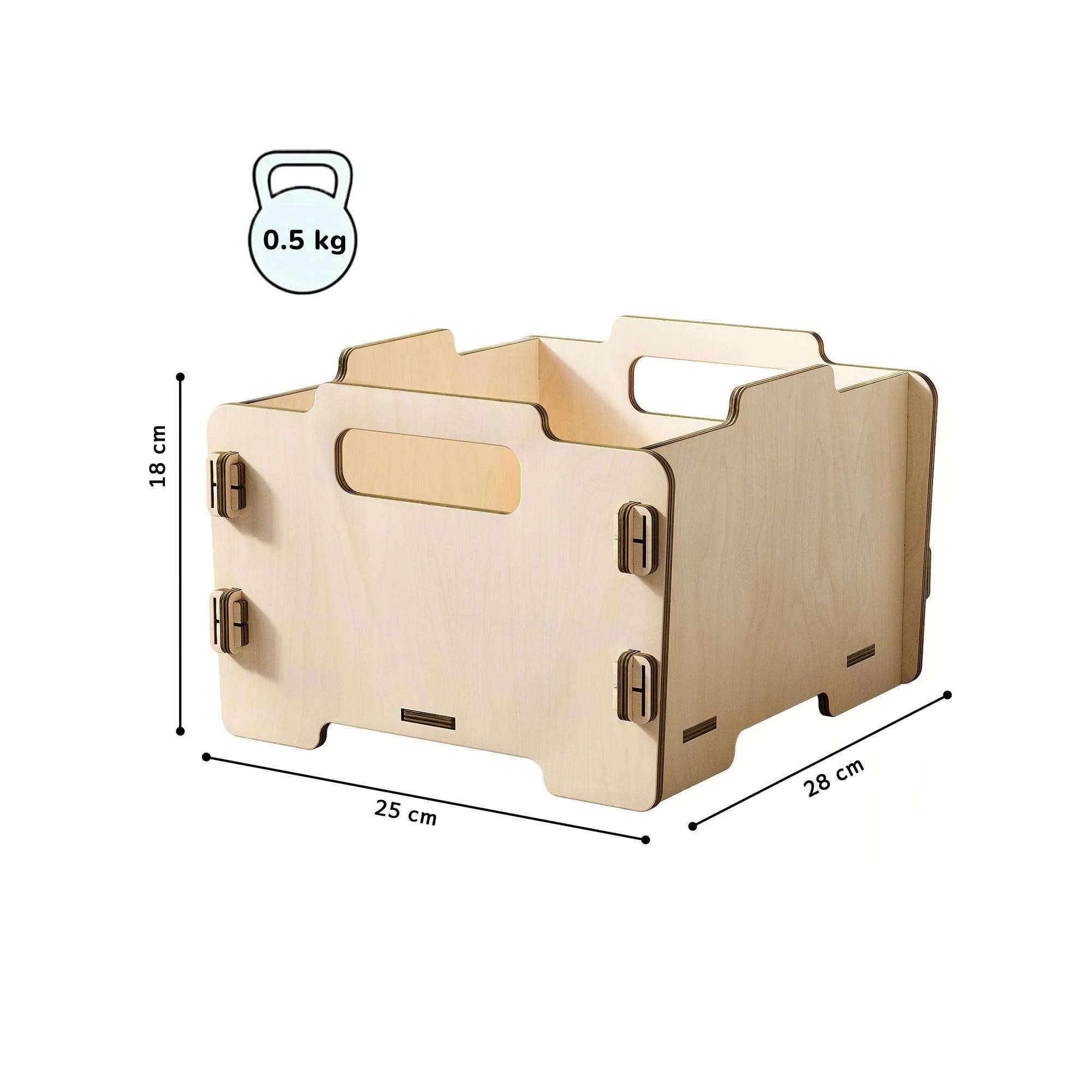 Dřevěný úložný box na hračky přírodní
