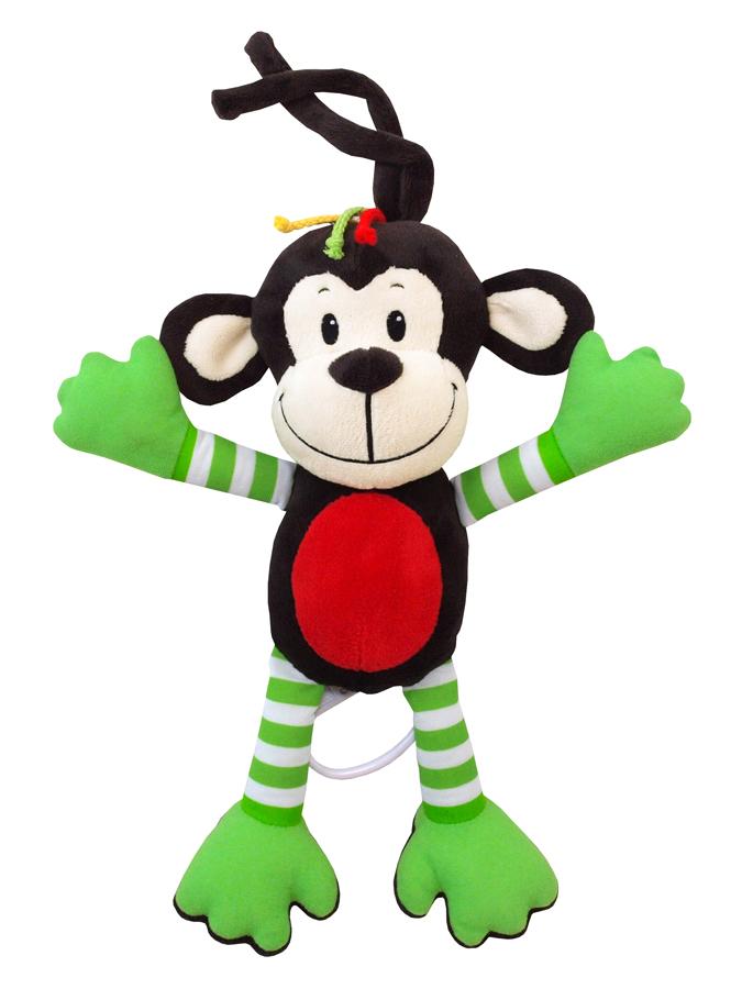 Dětská plyšová hračka s hracím strojkem Baby Mix opice zelená